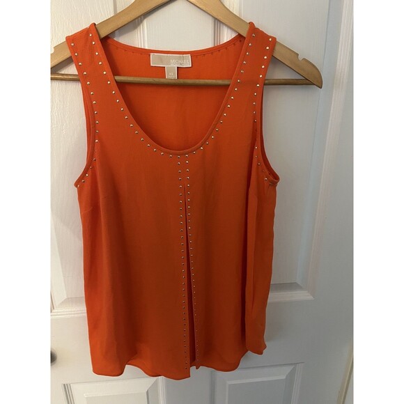 MICHAEL Michael Kors Women's Orange T-Back High-Low Hem Active Blouse Top XS - Picture 5 of 6